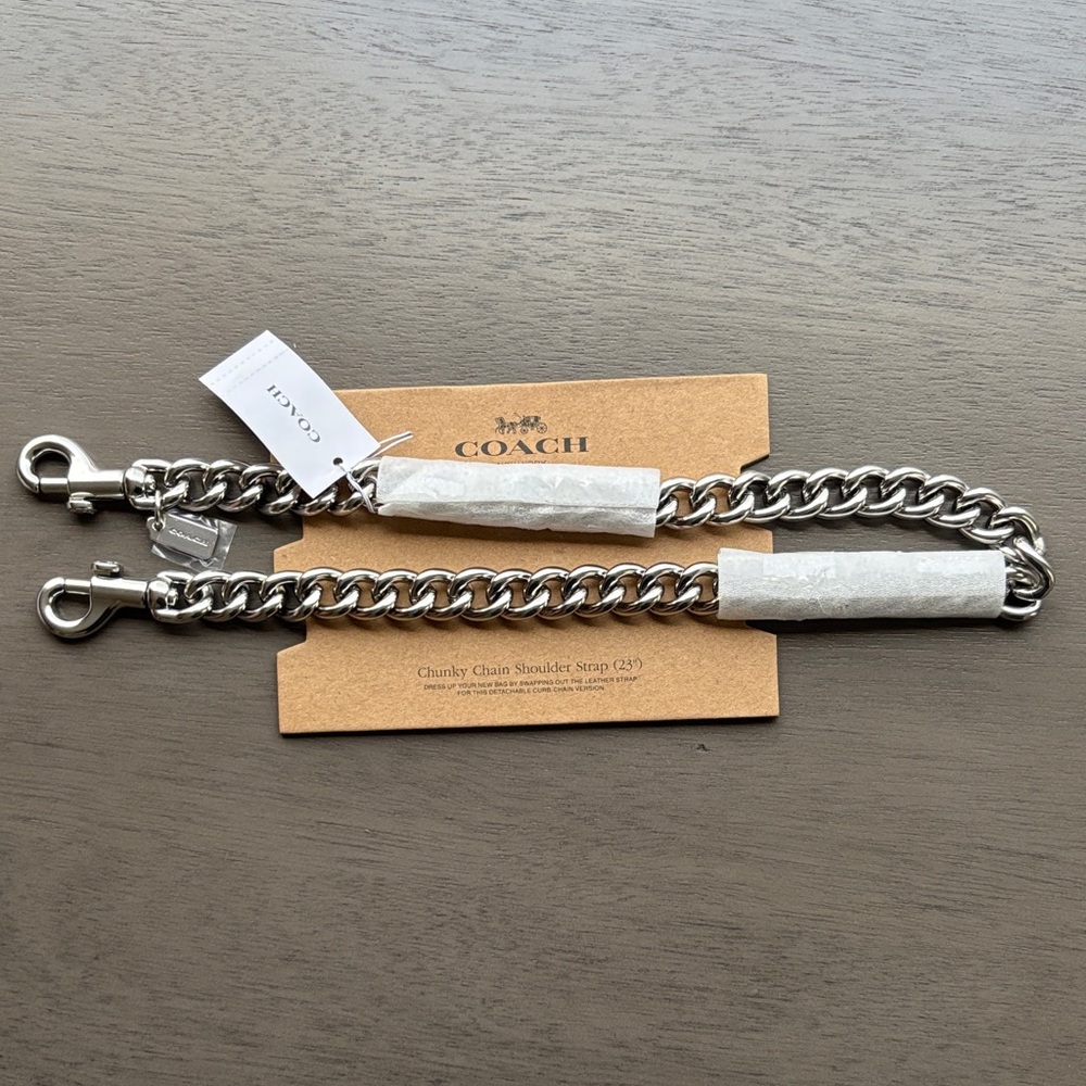 COACH Silver Chunky Chain Shoulder Strap